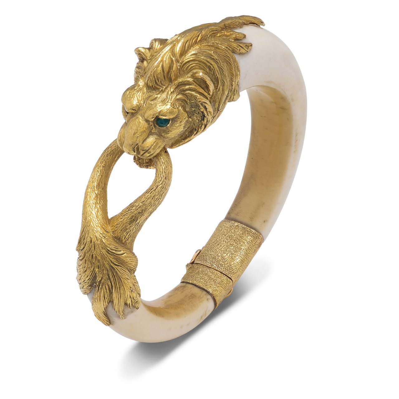 Lion Bracelet in Ivory and 18k Yellow Gold